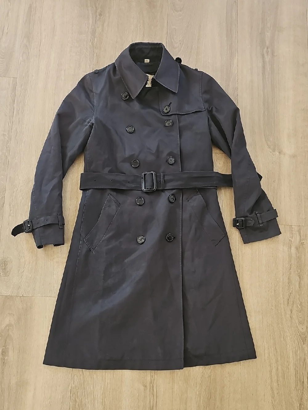 Burberry Brit Black Trench Jacket Womens Size 4 - Picture 1 of 11